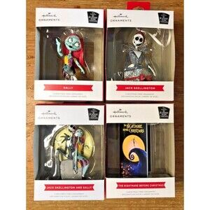 A Nightmare Before Christmas Tree Ornament Lot of 4 Hallmark New In Box Disney